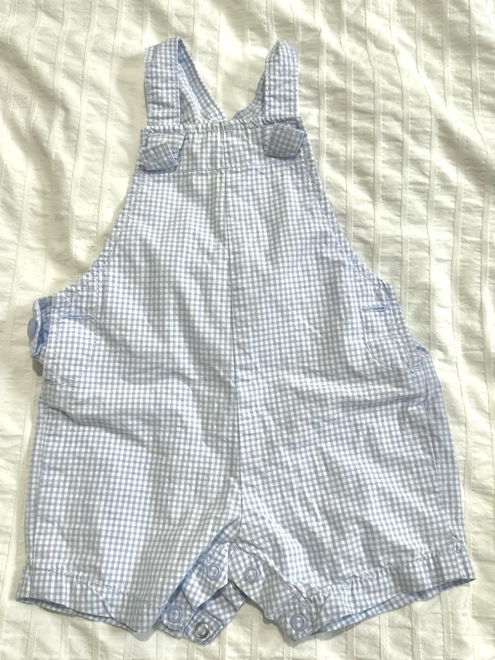 Carter's Light Blue Gingham Overalls Shorts
